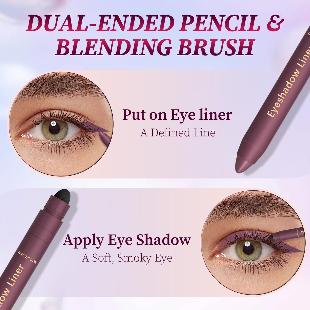 rexibuz Shadow Liner 2-in-1 Eyeliner Eyeshadow Duo – Champagner Gold & Pflaume – wasserfest, langanhaltend & wischfest