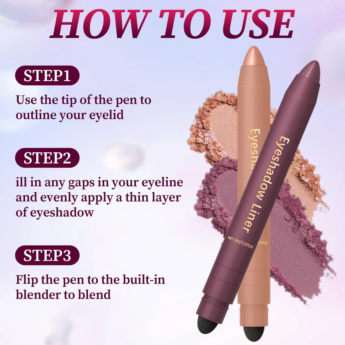 rexibuz Shadow Liner 2-in-1 Eyeliner Eyeshadow Duo – Champagner Gold & Pflaume – wasserfest, langanhaltend & wischfest