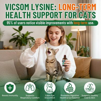 L-Lysin für Katzen – Katzen-Lysin-Ergänzung für Immununterstützung, Atemwege, Niesen, laufende Nase, Augenfunktion, natürliche Stärkung der Abwehrkräfte, Hühnergeschmack 60 ml