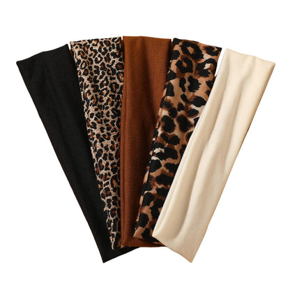 Weazppre 5-teiliges Stirnband-Set mit Tiermuster – Modische Haarbänder für Damen, Elastische Haaraccessoires im Mehrfarben-Design