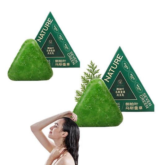 Finturo 2er-Pack Seven Green Shampoo Bar – Natürlicher Shampoo-Riegel mit Grasextrakt, Grüne Seife für Damen & Herren