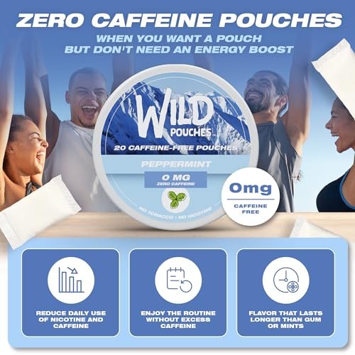 Wild 0mg Nikotinfreie Beutel ohne Koffein Pfefferminz – 20 koffeinfreie Beutel