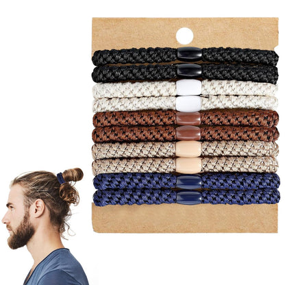 Haargummis für Männer, 10 Stück Armband geflochtene Haargummis, keine Knicke, keine Schäden, für lockiges, dickes, dichtes langes Haar