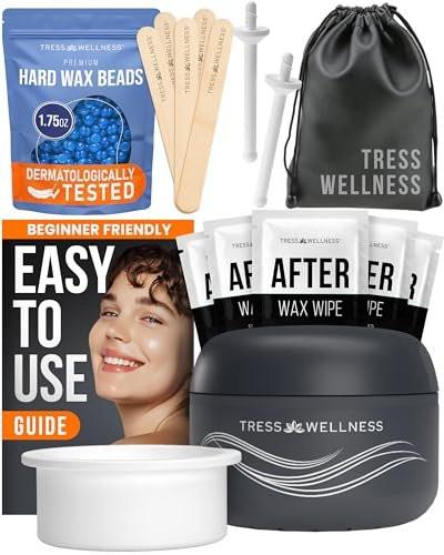 Tress Wellness Stripless Wax Kit für Gesicht, Augenbrauen & Lippen – Schnell & Einfach Mini Wachswärmer für Augenbrauen, Kinn & Gesicht Haarentfernung – USB, Sauber, Kompakt & Reisebereit