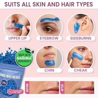 Tress Wellness Stripless Wax Kit für Gesicht, Augenbrauen & Lippen – Schnell & Einfach Mini Wachswärmer für Augenbrauen, Kinn & Gesicht Haarentfernung – USB, Sauber, Kompakt & Reisebereit