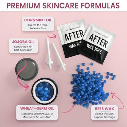 Tress Wellness Stripless Wax Kit für Gesicht, Augenbrauen & Lippen – Schnell & Einfach Mini Wachswärmer für Augenbrauen, Kinn & Gesicht Haarentfernung – USB, Sauber, Kompakt & Reisebereit