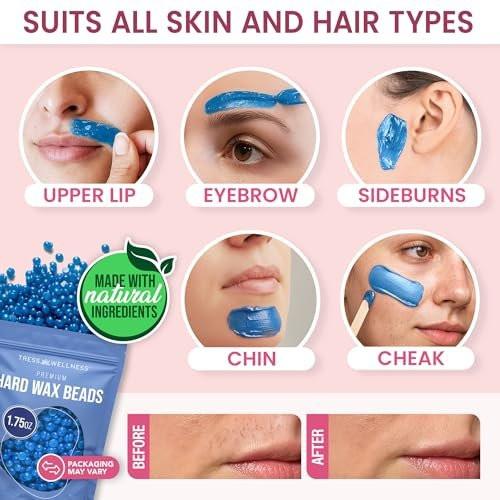 Tress Wellness Stripless Wax Kit für Gesicht, Augenbrauen & Lippen – Schnell & Einfach Mini Wachswärmer für Augenbrauen, Kinn & Gesicht Haarentfernung – USB, Sauber, Kompakt & Reisebereit