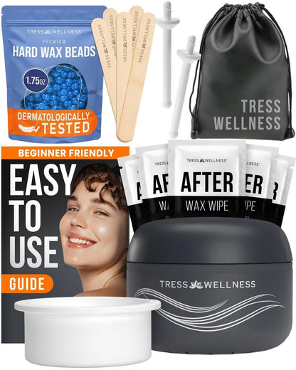 Tress Wellness Stripless Wax Kit für Gesicht, Augenbrauen & Lippen – Schnell & Einfach Mini Wachswärmer für Augenbrauen, Kinn & Gesicht Haarentfernung – USB, Sauber, Kompakt & Reisebereit