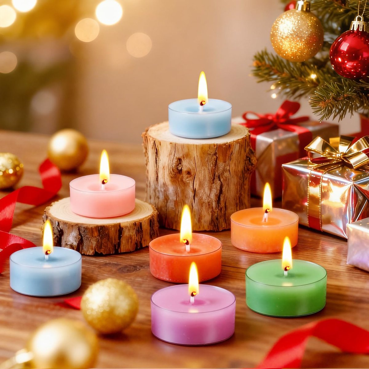 Farbige Duft-Teelichter, 16er Pack Sojawachs-Teelichter in 4 Düften für Wohnkultur, Entspannung & Geschenke | Langlebig | Zeder, Amber Sandelholz, Lavendel, Feige & Patchouli