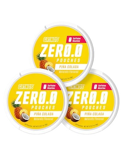 GRINDS ZERØ.Ø Piña Colada Pouches | Nikotinfrei, Koffeinfrei, Zuckerfrei, 0 Kalorien | 3er Pack | 18 Pouches pro Dose