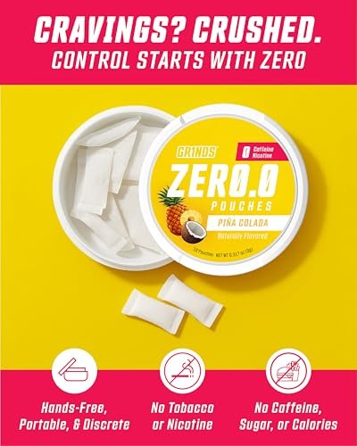 GRINDS ZERØ.Ø Piña Colada Pouches | Nikotinfrei, Koffeinfrei, Zuckerfrei, 0 Kalorien | 3er Pack | 18 Pouches pro Dose
