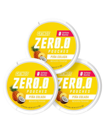 GRINDS ZERØ.Ø Piña Colada Pouches | Nikotinfrei, Koffeinfrei, Zuckerfrei, 0 Kalorien | 3er Pack | 18 Pouches pro Dose