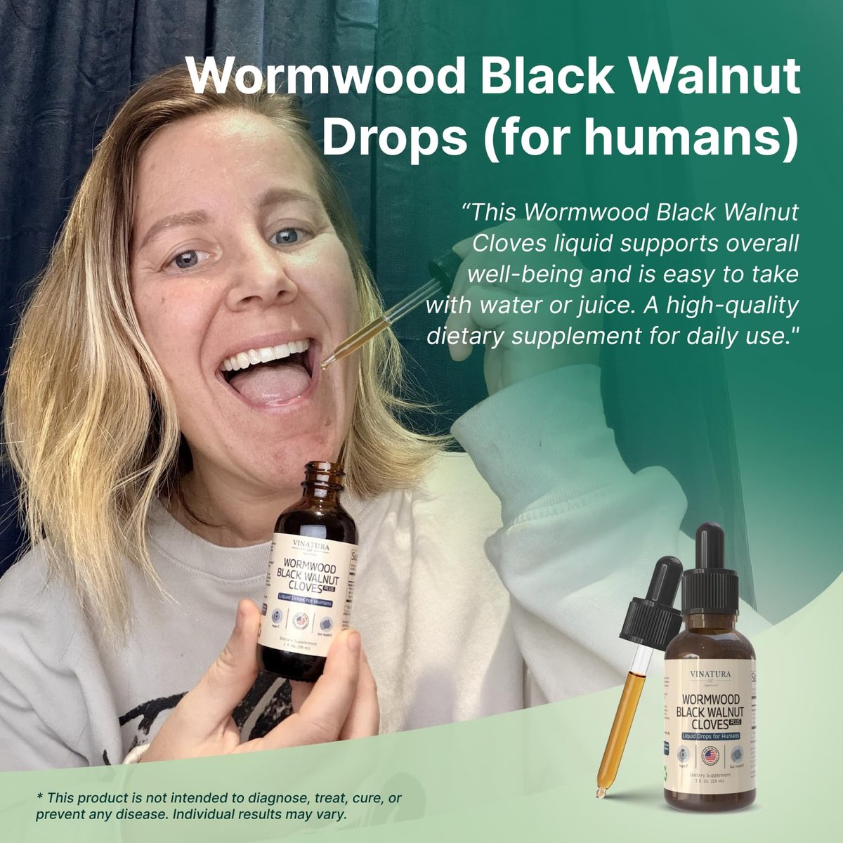 VINATURA Wermut Schwarze Walnuss Nelken Flüssigkeit - Darmreinigung & Detox für Menschen mit Papayablatt und Kürbiskernen, Intestinal Guard Formula Nahrungsergänzungsmittel - 60 ml