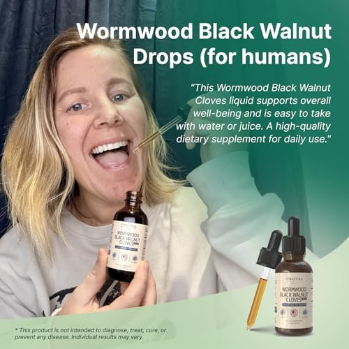 VINATURA Wermut Schwarze Walnuss Nelken Flüssigkeit - Darmreinigung & Detox für Menschen mit Papayablatt und Kürbiskernen, Intestinal Guard Formula Nahrungsergänzungsmittel - 60 ml