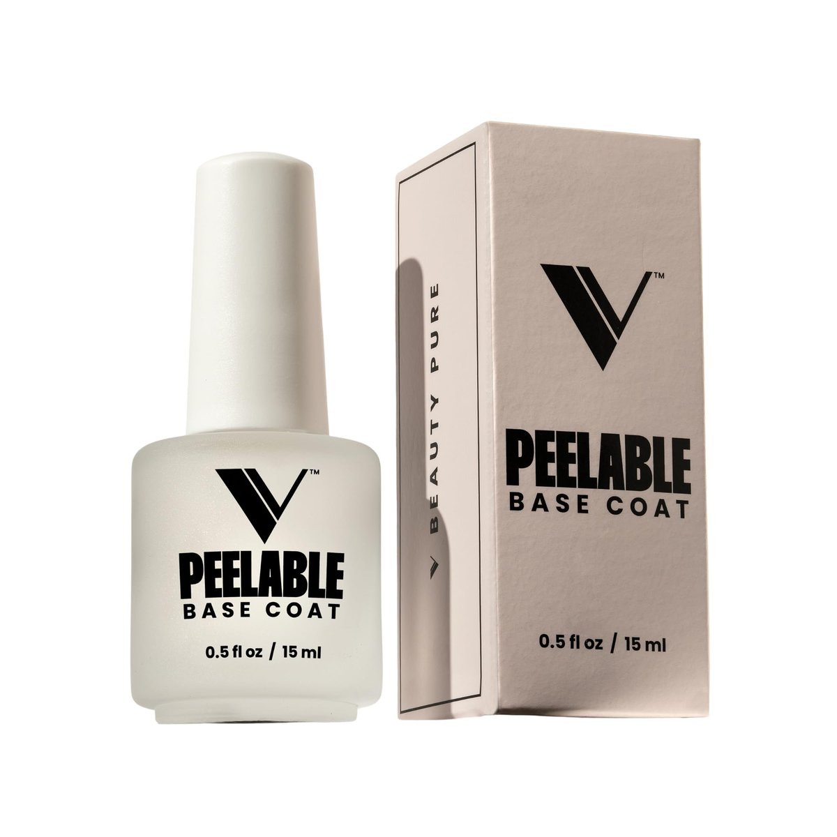 V Beauty Pure Peel Off Gel Base Coat – Abziehbarer Gel-Unterlack, schadensfreier Nagellackwechsel, schnell trocknend, 15 ml