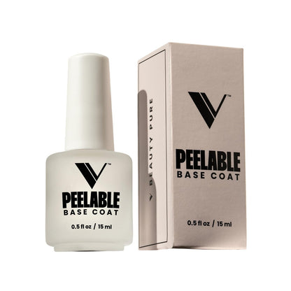 V Beauty Pure Peel Off Gel Base Coat – Abziehbarer Gel-Unterlack, schadensfreier Nagellackwechsel, schnell trocknend, 15 ml