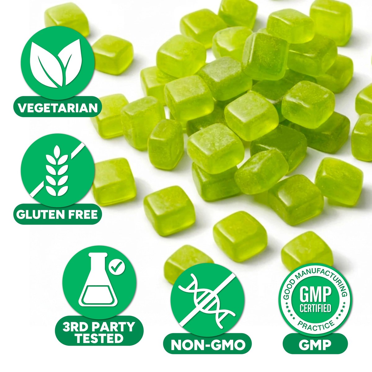 VitaGrade Hanf-Gummis – Null Zucker, Extra starke Formel für innere Ruhe & Entspannung – Angereichert mit Hanföl, Ashwagandha & L-Theanin – Natürliche Entspannung – 90 Stück