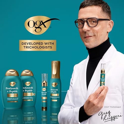 OGX ProGrowth + Peptide Serum Mist Hitzeschutzspray – Verdickt das Haar von der Wurzel bis zur Spitze und schützt vor Haarbruch für sichtbar dickeres, volleres Haar, 6,5 fl. oz.