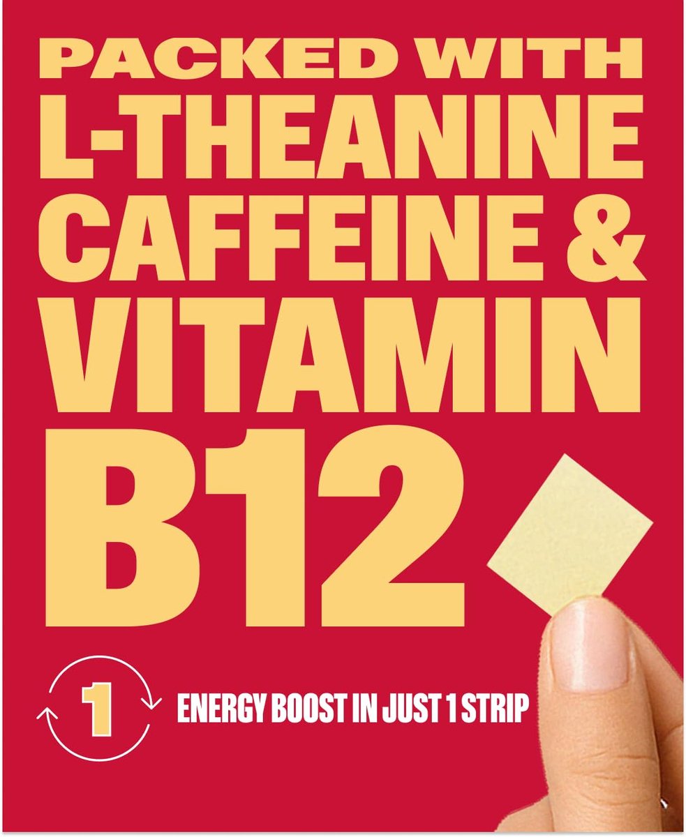 NuStrips™ Schnell lösliche Energie-Streifen mit 50 mg Koffein, L-Theanin & Vitamin B12 – Sofortige Energie & Fokus ohne Zittern oder Crash – Wirkt schneller als Kaffee – Beruhigender Zimt (3 Streifen)