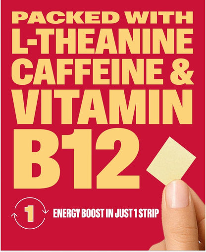 NuStrips™ Schnell lösliche Energie-Streifen mit 50 mg Koffein, L-Theanin & Vitamin B12 – Sofortige Energie & Fokus ohne Zittern oder Crash – Wirkt schneller als Kaffee – Beruhigender Zimt (3 Streifen)