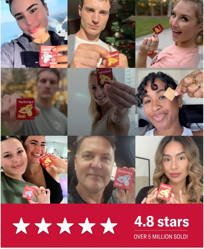 NuStrips™ Schnell lösliche Energie-Streifen mit 50 mg Koffein, L-Theanin & Vitamin B12 – Sofortige Energie & Fokus ohne Zittern oder Crash – Wirkt schneller als Kaffee – Beruhigender Zimt (3 Streifen)
