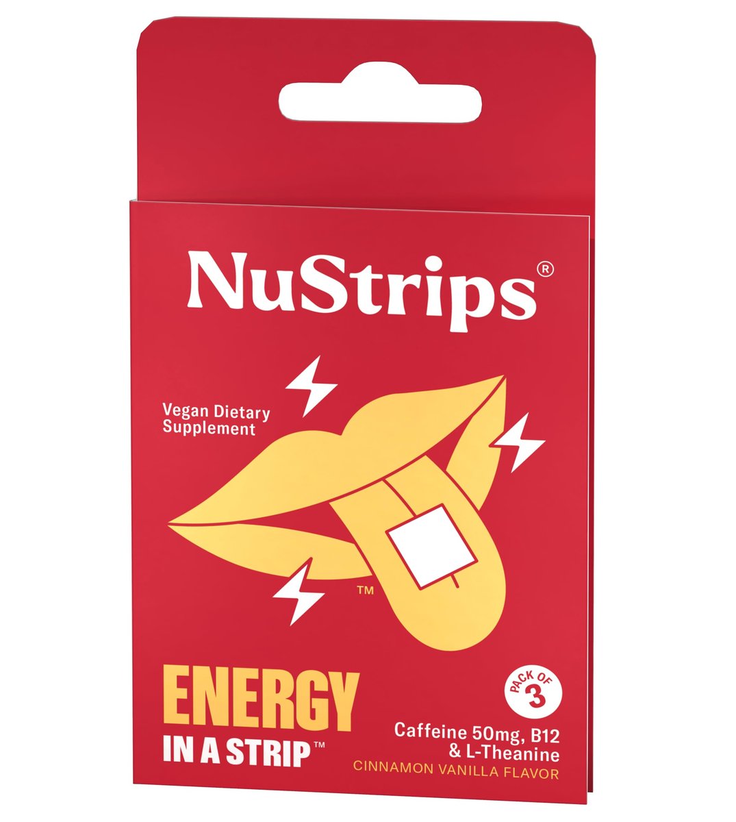 NuStrips™ Schnell lösliche Energie-Streifen mit 50 mg Koffein, L-Theanin & Vitamin B12 – Sofortige Energie & Fokus ohne Zittern oder Crash – Wirkt schneller als Kaffee – Beruhigender Zimt (3 Streifen)