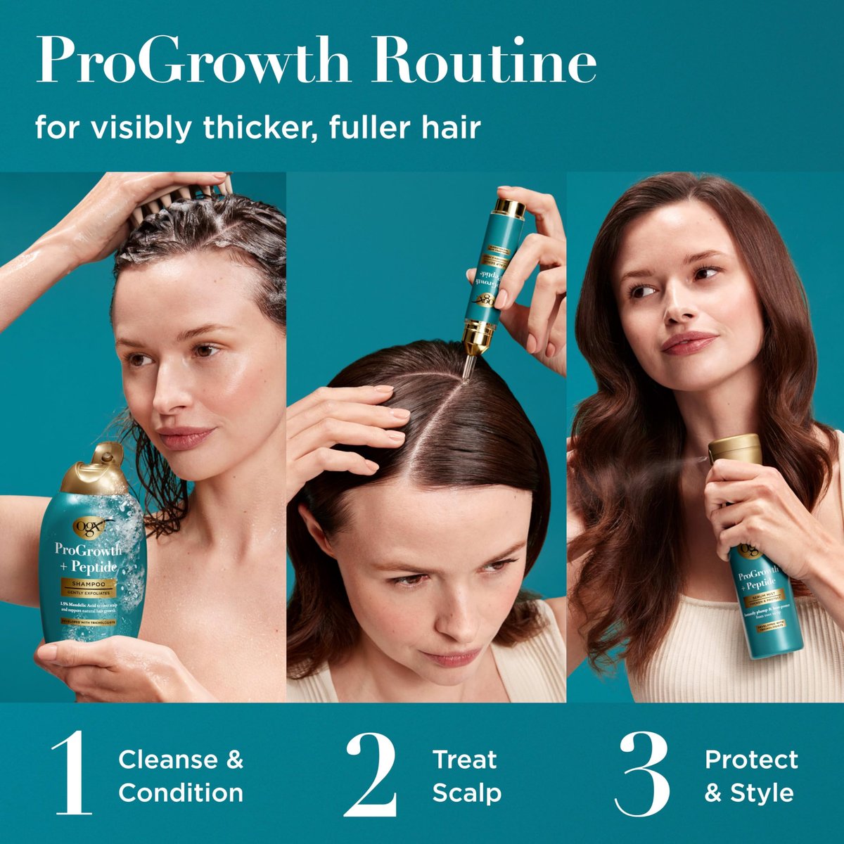 OGX ProGrowth + Peptid-Skalpserum – Stärkt und verdichtet das Haar durch Hydratation der Kopfhaut und Kräftigung der Haarwurzeln zur Unterstützung des natürlichen Haarwachstums, 10 ml