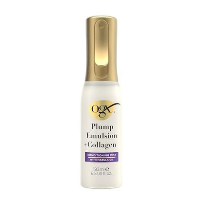 OGX Plump Emulsion + Collagen Conditioning Hair Mist – Volumisierender Haarspray mit Marulaöl für bis zu 72 Stunden volleres Haar* und 450°F Hitzeschutz, 6,5 fl. oz