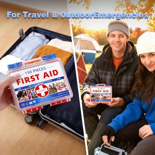 TLIEAO Mini Erste-Hilfe-Set – 150-teiliges Notfallset für Zuhause, Auto, Reisen, Camping, Wandern, Sport, Büro und Outdoor