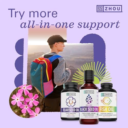 ZHOU Bio Schwarzkümmelöl kaltgepresst - 118 ml reines, unraffiniertes Schwarzkümmelöl mit Thymochinon und Omega 3-6-9