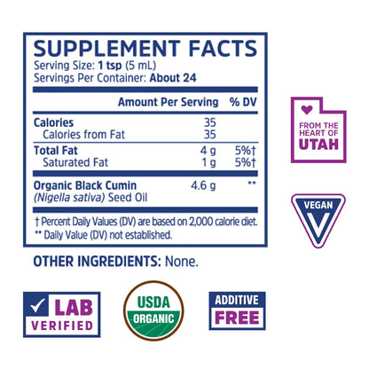 ZHOU Bio Schwarzkümmelöl kaltgepresst - 118 ml reines, unraffiniertes Schwarzkümmelöl mit Thymochinon und Omega 3-6-9
