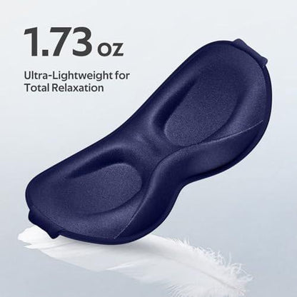 Vynix Schlafmaske für Männer und Frauen – 100% blickdichte Augenmaske für erholsamen Schlaf – 3D weiche Schlafmaske für Seitenschläfer – Druckfreies Augenpolster für Wimpernverlängerungen – Reise Essentials für Flugzeug, Blau