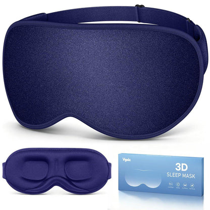 Vynix Schlafmaske für Männer und Frauen – 100% blickdichte Augenmaske für erholsamen Schlaf – 3D weiche Schlafmaske für Seitenschläfer – Druckfreies Augenpolster für Wimpernverlängerungen – Reise Essentials für Flugzeug, Blau
