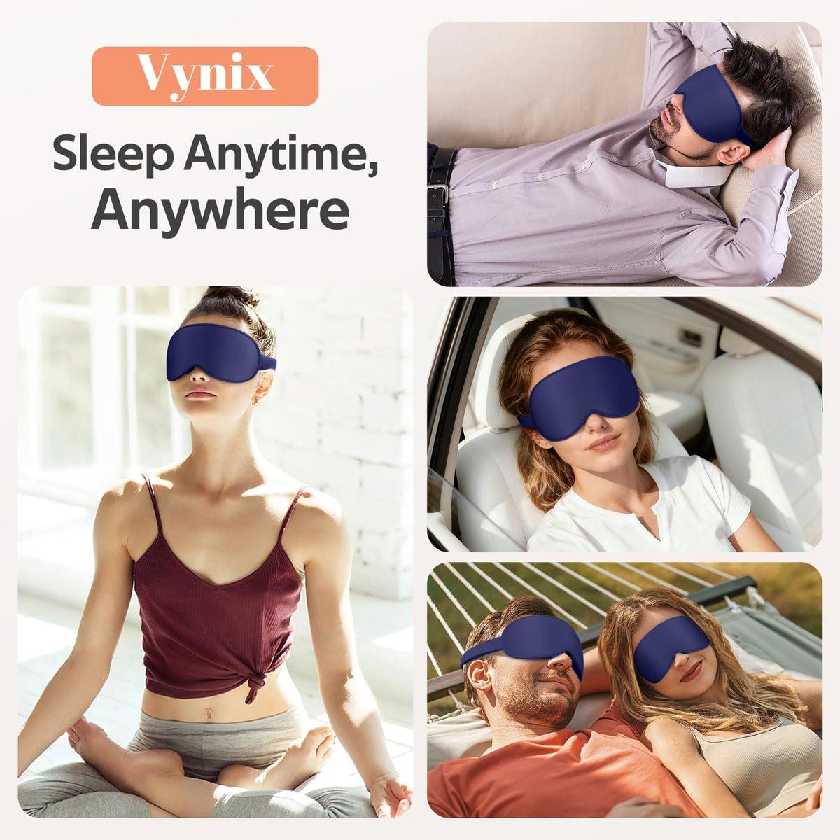 Vynix Schlafmaske für Männer und Frauen – 100% blickdichte Augenmaske für erholsamen Schlaf – 3D weiche Schlafmaske für Seitenschläfer – Druckfreies Augenpolster für Wimpernverlängerungen – Reise Essentials für Flugzeug, Blau