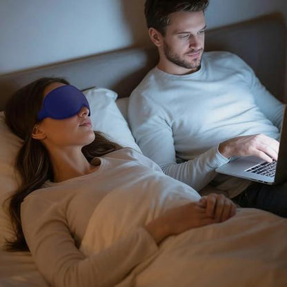 Vynix Schlafmaske für Männer und Frauen – 100% blickdichte Augenmaske für erholsamen Schlaf – 3D weiche Schlafmaske für Seitenschläfer – Druckfreies Augenpolster für Wimpernverlängerungen – Reise Essentials für Flugzeug, Blau