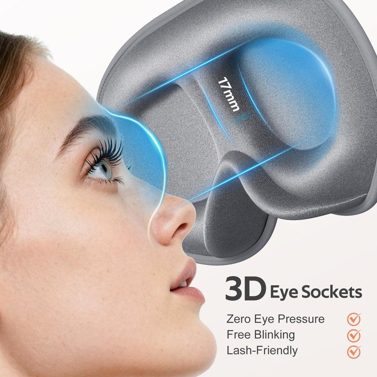Vynix Schlafmaske für Männer und Frauen - 100% abgedunkelte Kühl-Augenmasken für den Schlaf - 3D-Schlafmaske für Seitenschläfer - Null Druck auf Wimpernverlängerungen - Augenabdeckung für Reisen im Flugzeug, Grau