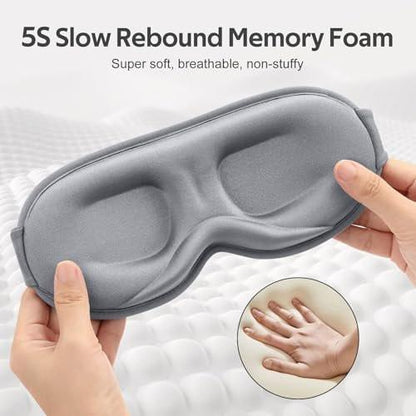 Vynix Schlafmaske für Männer und Frauen - 100% abgedunkelte Kühl-Augenmasken für den Schlaf - 3D-Schlafmaske für Seitenschläfer - Null Druck auf Wimpernverlängerungen - Augenabdeckung für Reisen im Flugzeug, Grau