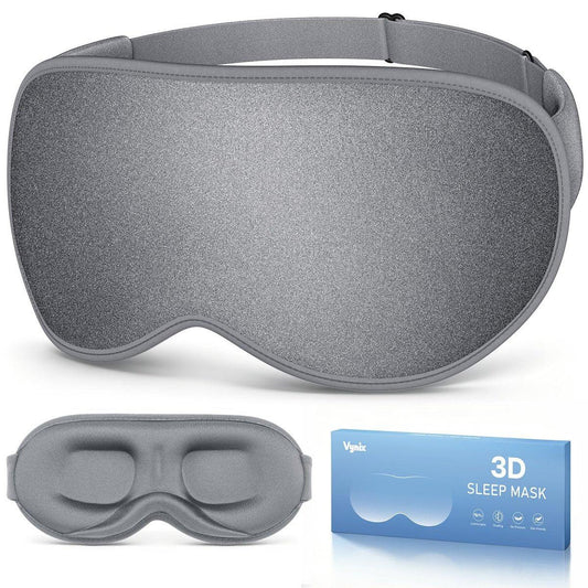Vynix Schlafmaske für Männer und Frauen - 100% abgedunkelte Kühl-Augenmasken für den Schlaf - 3D-Schlafmaske für Seitenschläfer - Null Druck auf Wimpernverlängerungen - Augenabdeckung für Reisen im Flugzeug, Grau