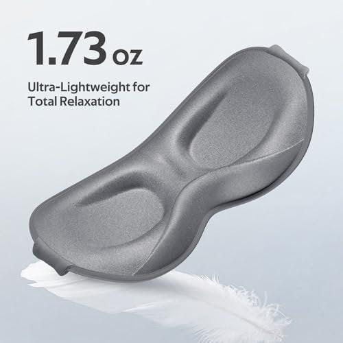 Vynix Schlafmaske für Männer und Frauen - 100% abgedunkelte Kühl-Augenmasken für den Schlaf - 3D-Schlafmaske für Seitenschläfer - Null Druck auf Wimpernverlängerungen - Augenabdeckung für Reisen im Flugzeug, Grau