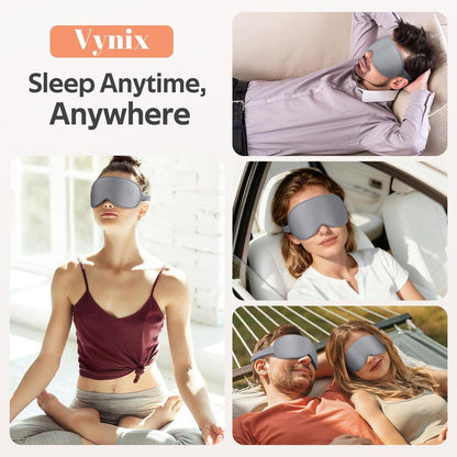 Vynix Schlafmaske für Männer und Frauen - 100% abgedunkelte Kühl-Augenmasken für den Schlaf - 3D-Schlafmaske für Seitenschläfer - Null Druck auf Wimpernverlängerungen - Augenabdeckung für Reisen im Flugzeug, Grau
