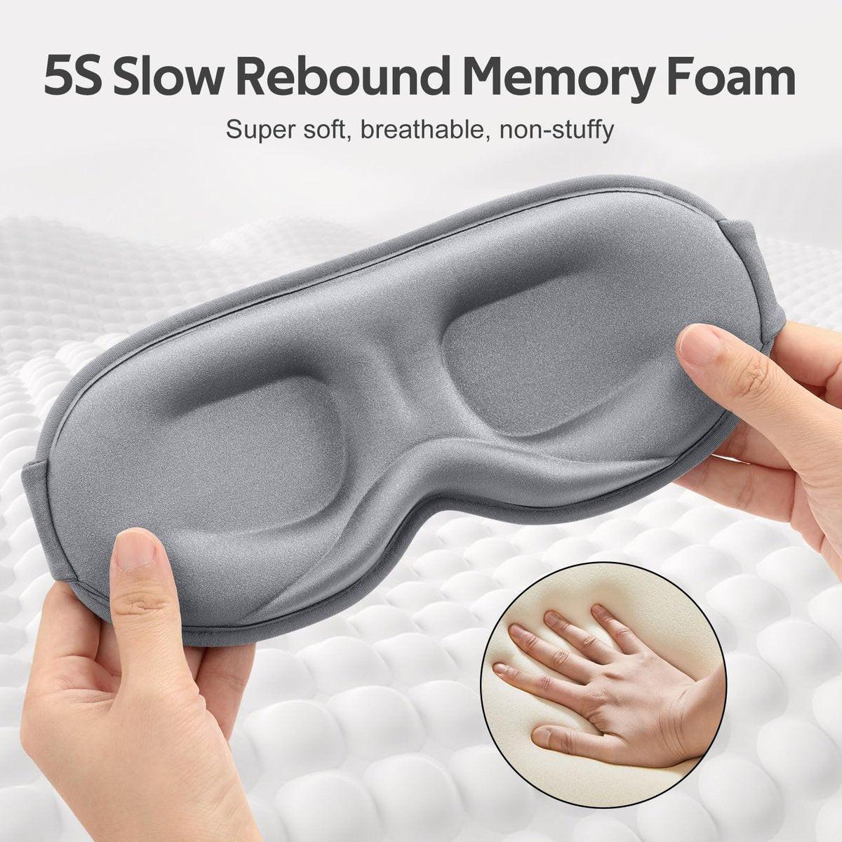 Vynix Schlafmaske für Männer und Frauen - 100% abgedunkelte Kühl-Augenmasken für den Schlaf - 3D-Schlafmaske für Seitenschläfer - Null Druck auf Wimpernverlängerungen - Augenabdeckung für Reisen im Flugzeug, Grau