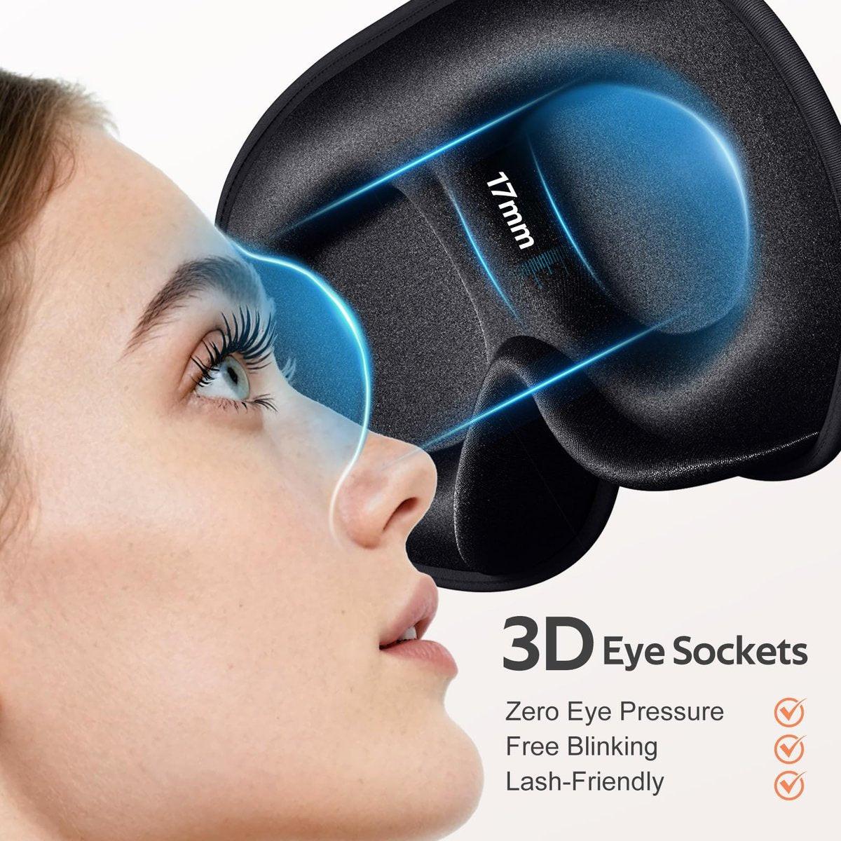 Vynix Schlafmaske für Männer und Frauen – 100% Lichtdichte 3D-Softmaske für Seitenschläfer, Null Druck auf Wimpernverlängerungen, Reise-Schlafmaske, Schwarz