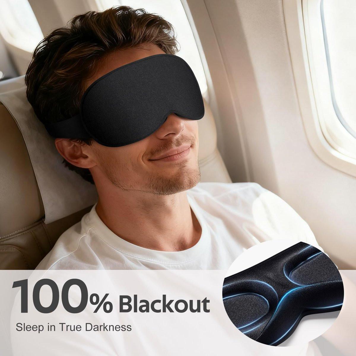 Vynix Schlafmaske für Männer und Frauen – 100% Lichtdichte 3D-Softmaske für Seitenschläfer, Null Druck auf Wimpernverlängerungen, Reise-Schlafmaske, Schwarz