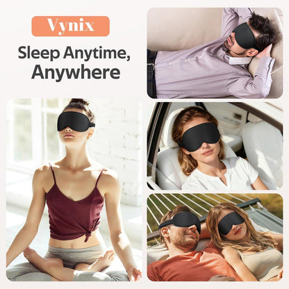 Vynix Schlafmaske für Männer und Frauen – 100% Lichtdichte 3D-Softmaske für Seitenschläfer, Null Druck auf Wimpernverlängerungen, Reise-Schlafmaske, Schwarz