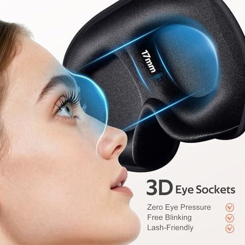 Vynix Schlafmaske für Männer und Frauen – 100% Lichtdichte 3D-Softmaske für Seitenschläfer, Null Druck auf Wimpernverlängerungen, Reise-Schlafmaske, Schwarz