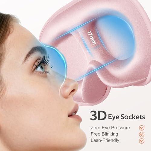 Vynix Schlafmaske für Damen und Herren – 100% lichtdichte Augenmaske für erholsamen Schlaf – 3D weiche Schlafmaske für Seitenschläfer – Null Druck auf Wimpernverlängerungen – Flugreise Essentials, Pink