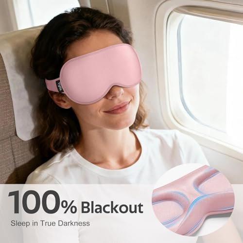 Vynix Schlafmaske für Damen und Herren – 100% lichtdichte Augenmaske für erholsamen Schlaf – 3D weiche Schlafmaske für Seitenschläfer – Null Druck auf Wimpernverlängerungen – Flugreise Essentials, Pink