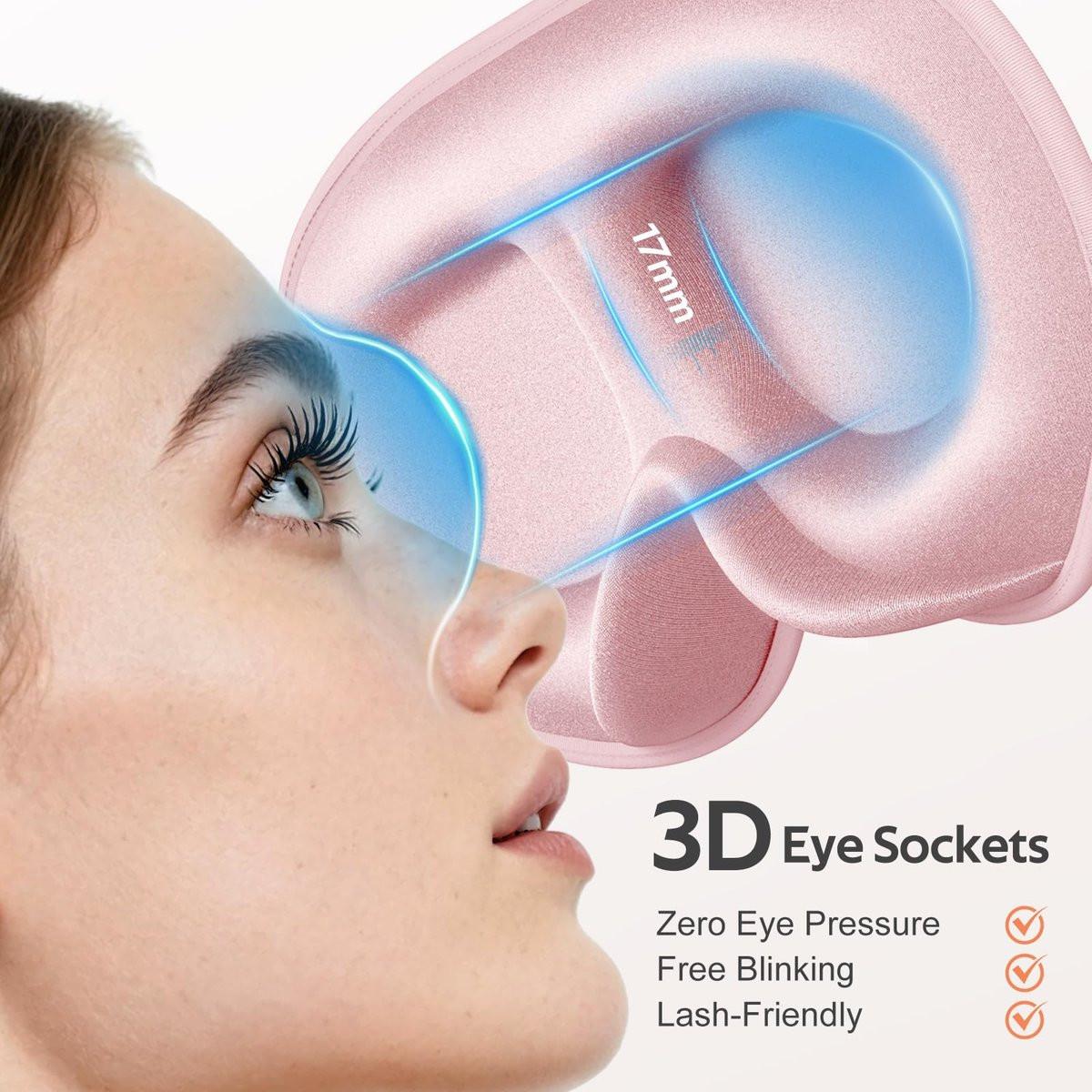 Vynix Schlafmaske für Damen und Herren – 100% lichtdichte Augenmaske für erholsamen Schlaf – 3D weiche Schlafmaske für Seitenschläfer – Null Druck auf Wimpernverlängerungen – Flugreise Essentials, Pink