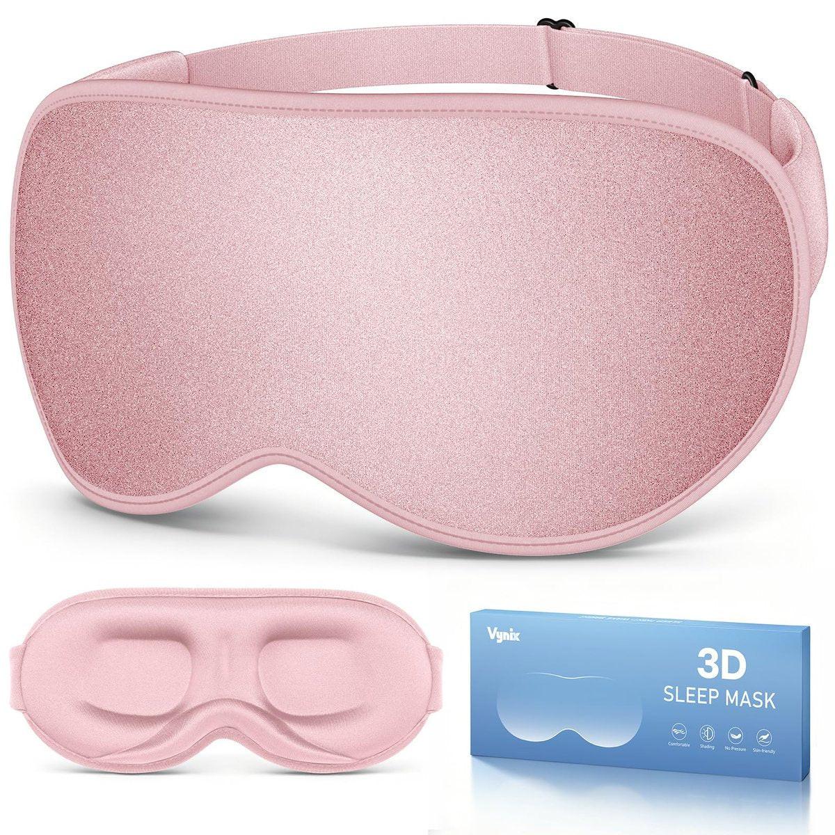 Vynix Schlafmaske für Damen und Herren – 100% lichtdichte Augenmaske für erholsamen Schlaf – 3D weiche Schlafmaske für Seitenschläfer – Null Druck auf Wimpernverlängerungen – Flugreise Essentials, Pink