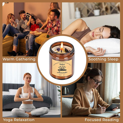 WEMEET 2er Set Duftkerzen Geschenkset, Lavendelkerzen für Zuhause mit Kristallen 7oz, Eukalyptus-Lavendel Kerze mit Trockenblumen, Aromatherapie Kerze für Geburtstag, Muttertag, Weihnachten